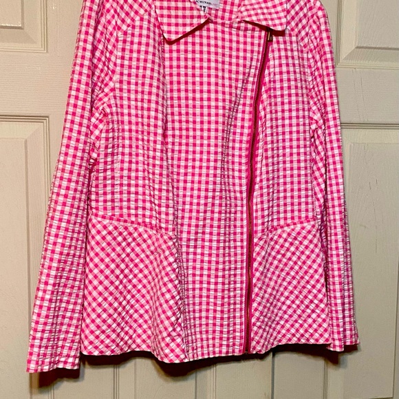 Isaac Mizrahi Live Jacket Women Plus Size 18W Lined Checks Peplum LS Pockets - Picture 1 of 4